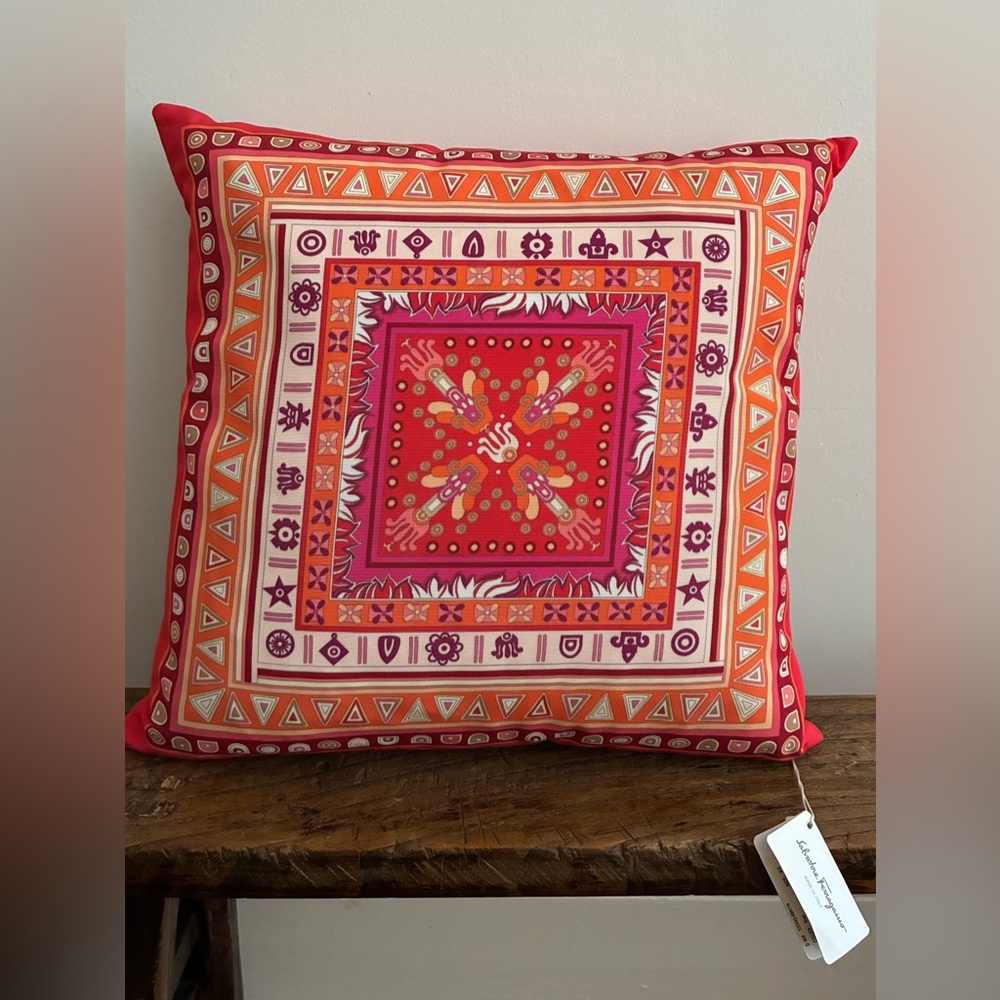 Salvatore Ferragamo Silk Decorative Pillow NWT